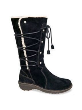 UGG Surfcat Black Shearling Suede Lace Up Winter Boots, Size 5